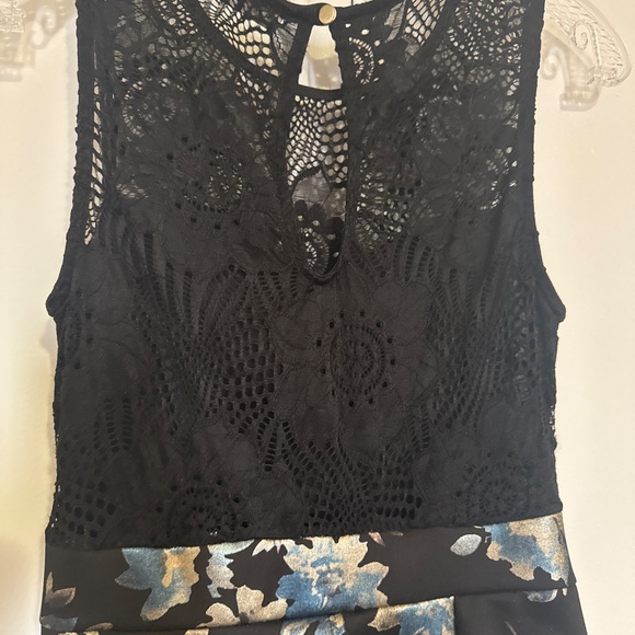 La Maison Simons midi black laced dress with navy metallic floral pattern dress - Picture 5 of 5